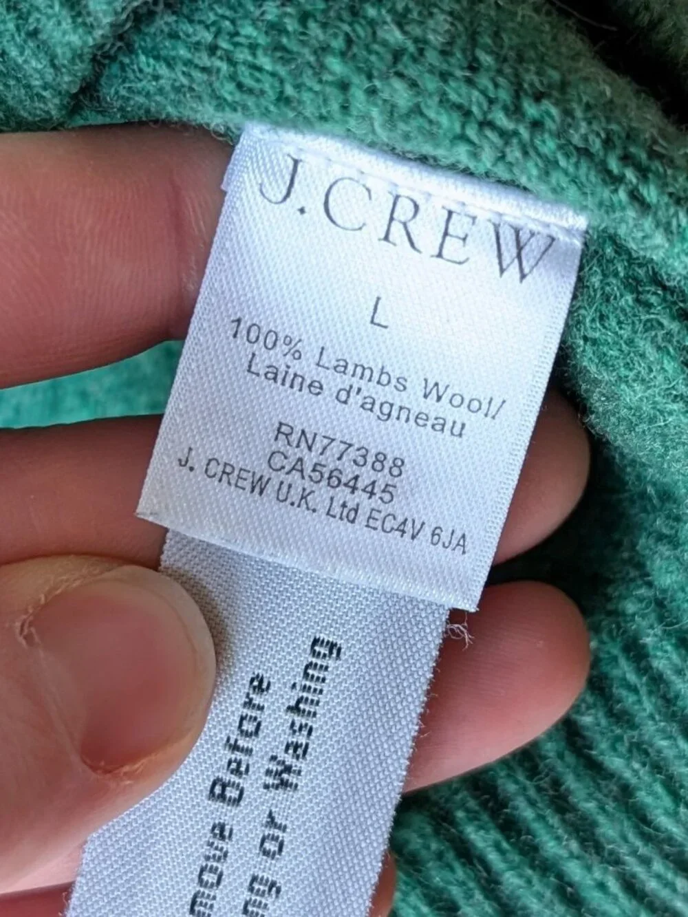 J. Crew Green Lambswool Crewneck Long Sleeve Pullover Sweater large